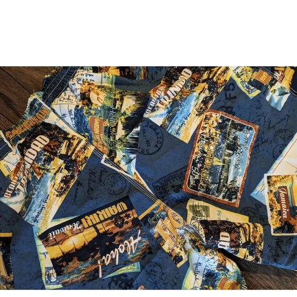 Caribbean Joe Swim Trunks XXL Mesh Lining Cargo Pockets - Hawaii Postcard Print. - Picture 16 of 16